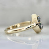 Halo Salt & Pepper Pear Cut 18K Yellow Gold Engagement Ring
