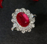 Stunning 3.2ct Pigeon Blood Ruby & Diamond Ring in 18K Gold