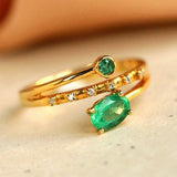 Emerald Oval & Diamond Stackable Ring in 18K Yellow Gold