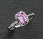Sparkly Pink Sapphire Art Deco Ring in Platinum 950