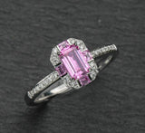 Sparkly Pink Sapphire Art Deco Ring in Platinum 950
