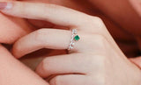 Emerald & Diamond Stackable Engagement Ring in 18K Gold