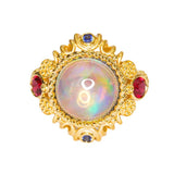 Opal Ruby 18K Gold Vintage Ring with Sapphire