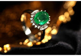 1ct Emerald Oval Cut & Diamond Ring in 18K White Gold