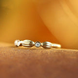 White Diamond Horizontal Stone Ring in 18K Yellow Gold