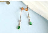 Tsavorite Teardrop Cut Earrings with Diamond in 18K Yellow Gold