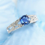 1.5ct Blue Sapphire & Diamonds Ring in 18K White Gold