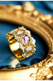 Purple Sapphire Diamond 18K Gold Honeycomb Detailing
