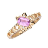 Minimalist Purple Pink Sapphire 18k Yellow Gold Ring - Hollow Out Design