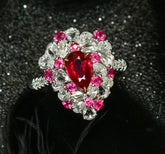 1ct Pigeon Blood Ruby Diamonds Ring in 18K White Gold