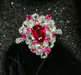 1ct Pigeon Blood Ruby Diamonds Ring in 18K White Gold