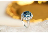 2.45ct Blue Sapphire & Diamonds Ballerina Ring - 18K White Gold