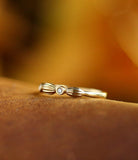 White Diamond Horizontal Stone Ring in 18K Yellow Gold