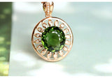 2.67ct Green Tourmaline & Diamond Pendant - 18K Yellow Gold