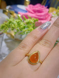 Southern Red Agate Maitreya Ring in 18K Yellow Gold