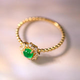 Rape Desgin Emerald Ring & Diamond - 18K Yellow Gold