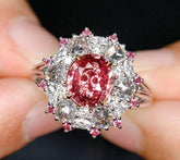 2ct Padparadscha Sapphire 18K Gold Cluster Diamonds Ring
