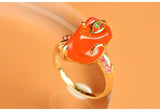 5.1ct Fire Opal Ruby Ring - 18K Yellow Gold