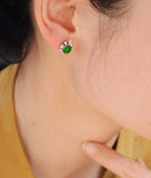 Ballerina Set Green Jade and Cluster Diamond 18K Earrings