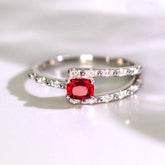 Red Spinel & Diamond Ring Band - 18K White Gold