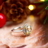 1.6ct Yellow Sapphire 18K Gold Ring with Halo Diamonds