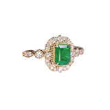 Emerald with White Diamond 18K Yellow Gold Ring