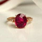 3.23ct Rubellite Oval Cut & Diamonds Ring in 18K Yellow Gold