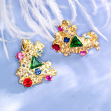 Tsavorite & Colorful Sapphire Earrings - 18K Yellow Gold
