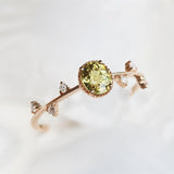 1.2ct Oval Mali Garnet & Diamond Cluster Ring in 18K Yellow Gold