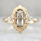 Art Deco Salt & Pepper Oval Rose Cut Diamond 18K Gold Wedding Ring