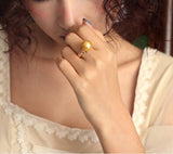 11mm Golden South Sea Pearl & Diamond Ring in 18K Yellow Gold