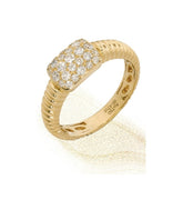 5 Style + Italian Engraved Diamond Statement Ring in 18K Yellow Gold