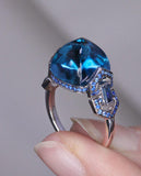 London Blue Topaz Cocktail Ring in 18K Black Gold