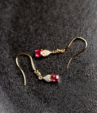 Red Spinel Cushion Hook Earrings - 18K Yellow Gold
