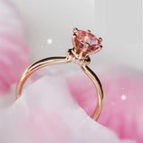 Pink Tourmaline Diamond Engagement Ring in 18K Yellow Gold