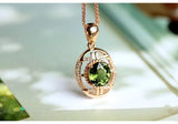 2.35ct Green Tourmaline Diamond Pendant - 18K Yellow Gold