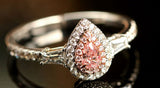 Pink Diamond Pear Shape Ring - 18K White Gold