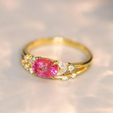 Pink Sapphire Diamonds Horizontal Stacking Ring in 18K Gold