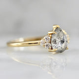 1.25ct Salt & Pepper Pear Rose Cut 18K Gold Wedding Ring