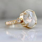 2.4ct Icy Oval Rose Cut Diamond 18K Gold Wedding Ring