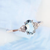 Oval Aquamarine & Diamond Ring in 18K White Gold