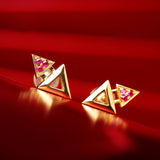 Ruby 18K White Gold Triangle Earrings