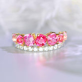 Pink Spinel & Diamond Engagement Ring - 18K Two Tone Gold