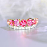 Pink Spinel & Diamond Engagement Ring - 18K Two Tone Gold