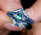 Superior Alexandrite Chrysoberyl Ring, Diamond Halo in 18K Gold