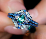 Superior Alexandrite Chrysoberyl Ring, Diamond Halo in 18K Gold