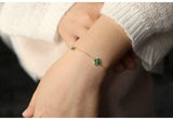 Emerald Cabochon Cut 18K Yellow Gold Bracelets