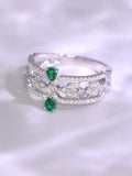 Stacking Emerald Teardrop 18K Gold Ring Set with Diamonds