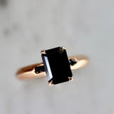 2.5ct Emerald Cut Black Diamond Solitaire Ring - 18K Rose Gold