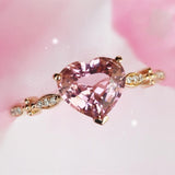 Pink Tourmaline Heart Cut Engagement Ring in 18K Yellow Gold